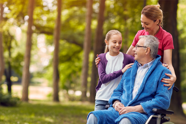 family with patient outside